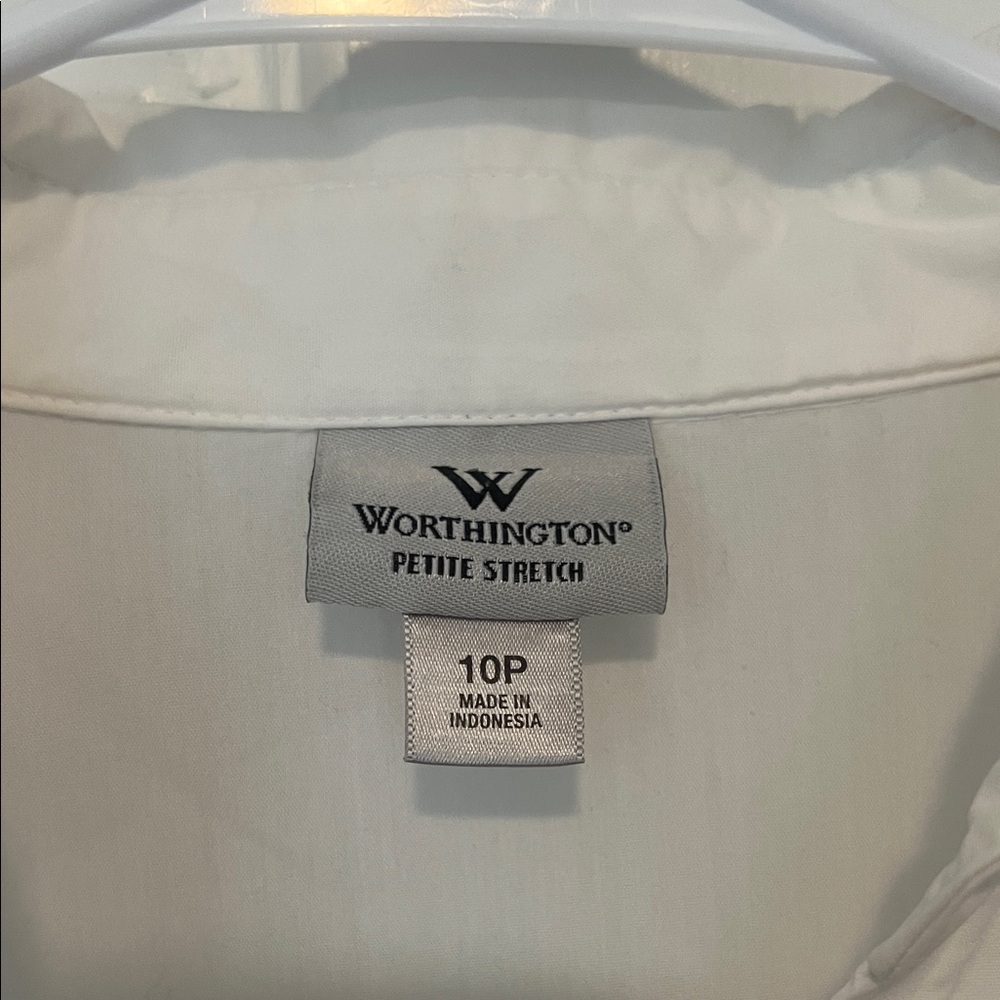 Worthington Size 10 Petite Stretch Blouse in White - Picture 2 of 6